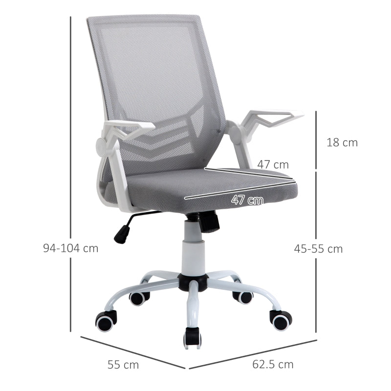Office Chair, Gaming chair Ergonomic Desk Chair with Flip-up Arm and Lumbar Back Support for Home, Grey