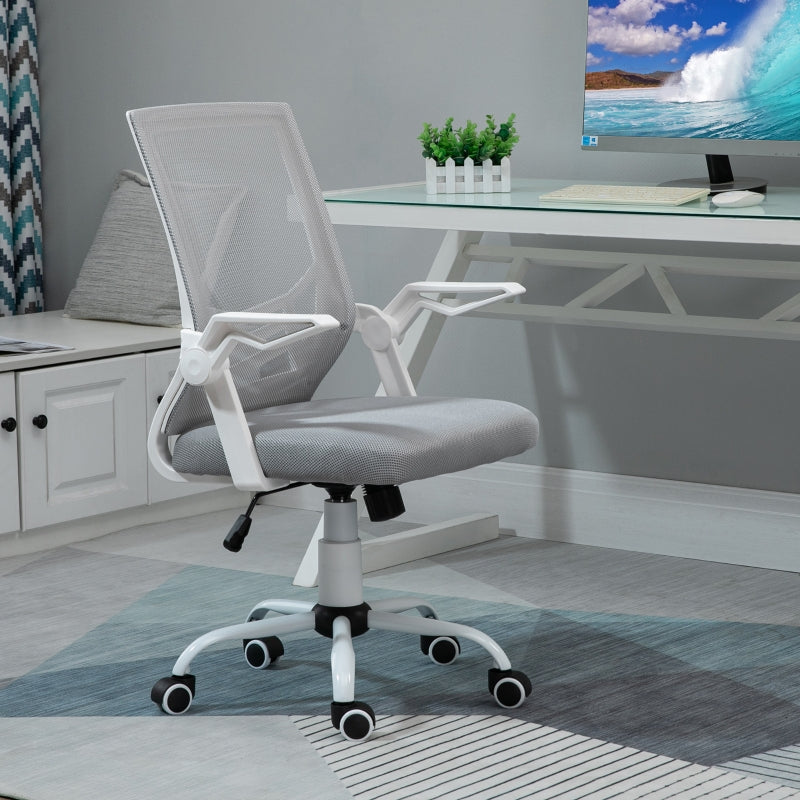 Office Chair, Gaming chair Ergonomic Desk Chair with Flip-up Arm and Lumbar Back Support for Home, Grey