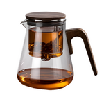 One-Click Filtering Walnut Full Glass Liner Teapot | Elegant Brewing Solution
