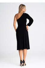 One Shoulder Full Sleeve Cocktail Dress | Figl