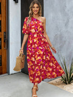 One Shoulder Printed Colourful Elegant Maxi Summer Dress