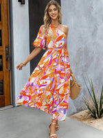 One Shoulder Printed Colourful Elegant Maxi Summer Dress White