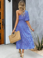 One Shoulder Printed Colourful Elegant Maxi Summer Dress