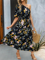 One Shoulder Printed Colourful Elegant Maxi Summer Dress