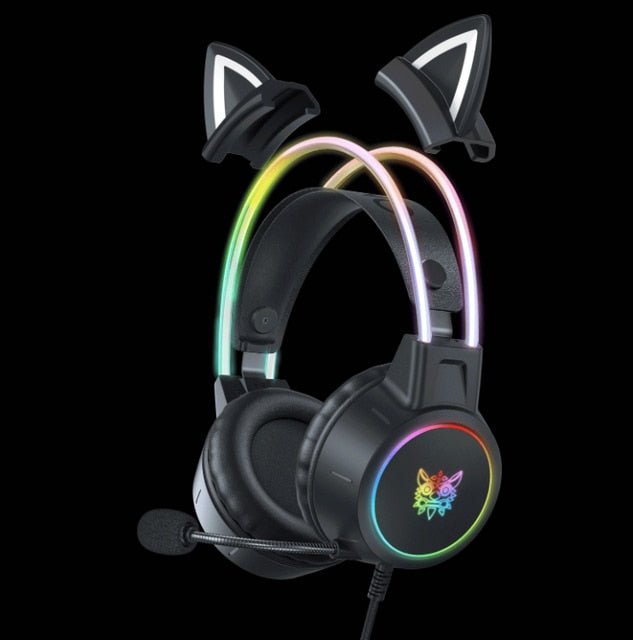 ONIKUMA X15Pro RGB Gaming Headset USB Wired 3.5mm Stereo Black - RGB Cat Ear