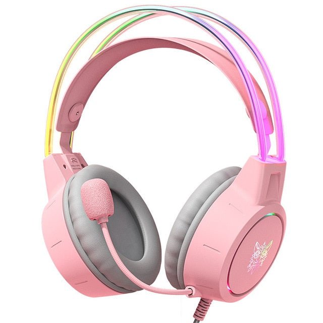 ONIKUMA X15Pro RGB Gaming Headset USB Wired 3.5mm Stereo Pink - RGB