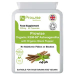 Organic Ashwagandha KSM-66 | 90 Vegan Capsules with Black Pepper