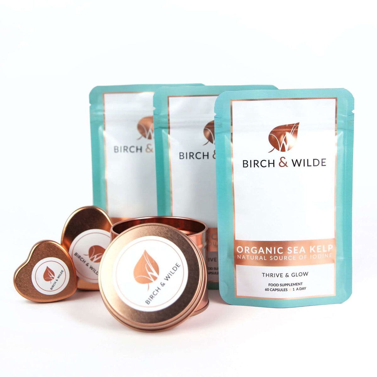 Organic Sea Kelp Supplement Capsules x 60 | Natural Iodine | 2 Month Refill Pouch 3 pouch bundle (6 months)