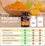 Organic Turmeric with Ginger and Black Pepper 2280mg High Strength | 180 Vegan Capsules