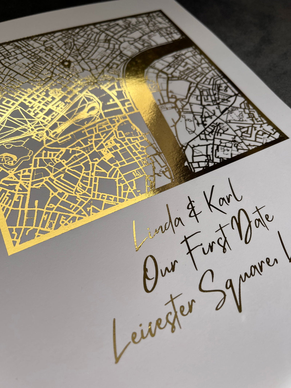 Our First Date Square Foil Printed Map