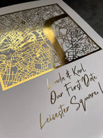 Our First Date Square Foil Printed Map