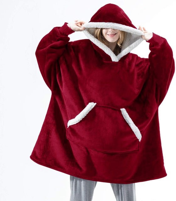 Oversized Hoodie Fleece Blanket with Sleeves | One Size