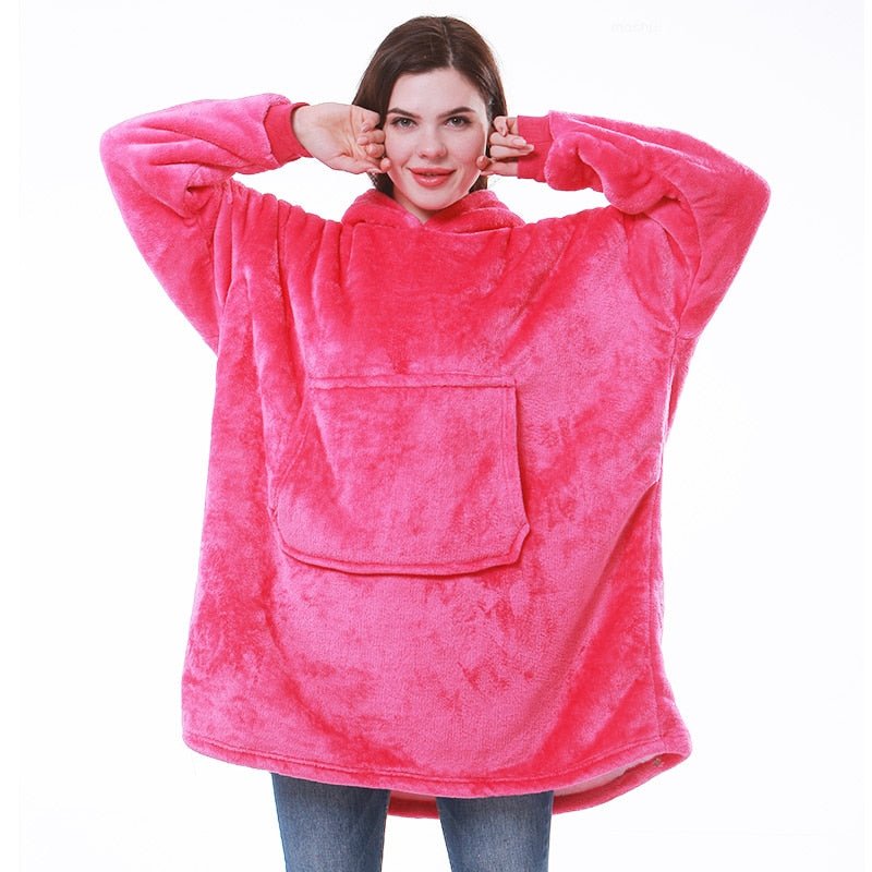 Oversized Hoodie Fleece Blanket with Sleeves | One Size