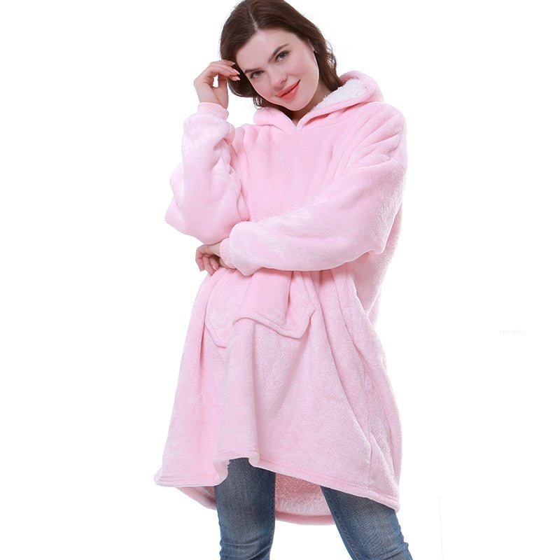 Oversized Hoodie Fleece Blanket with Sleeves | One Size