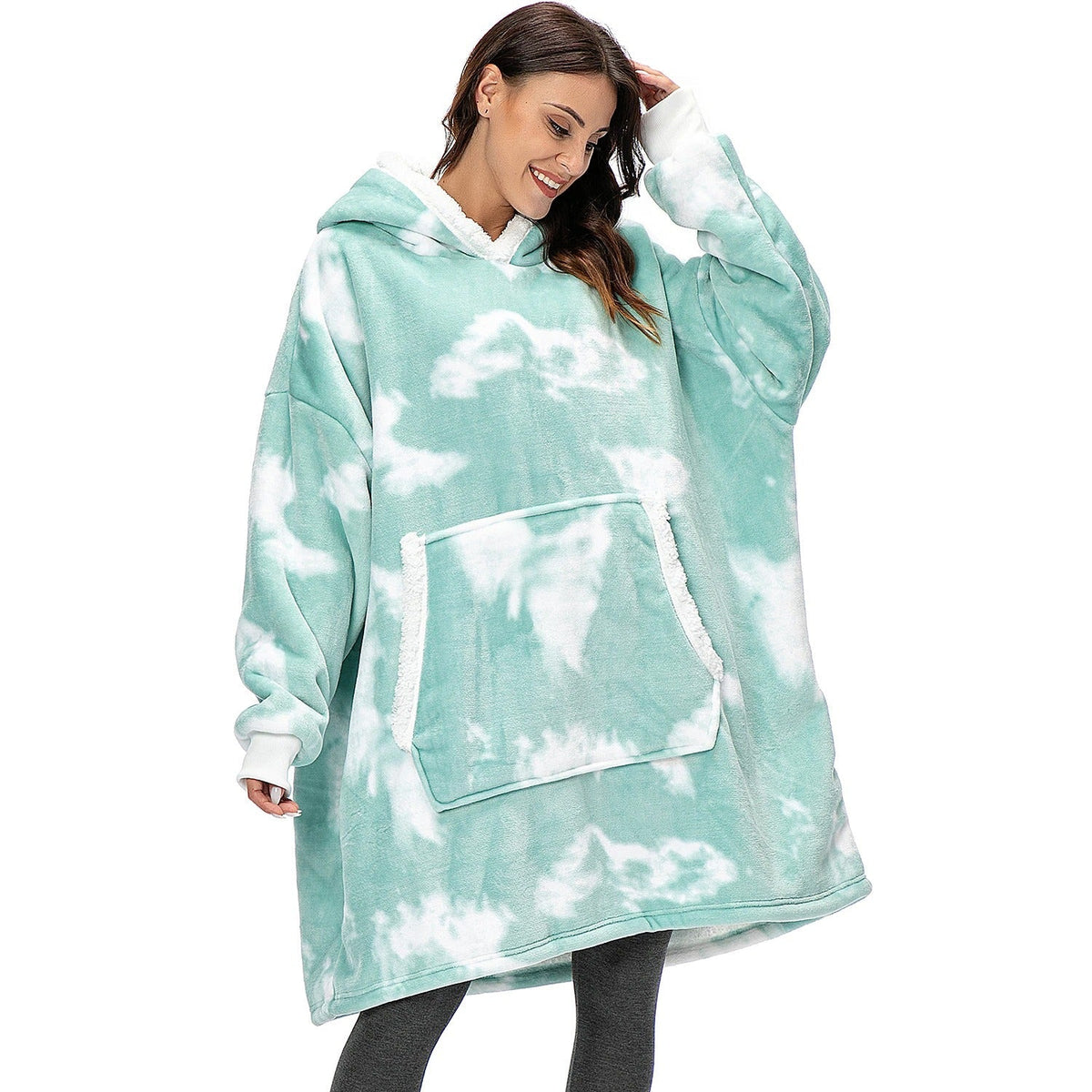 Oversized Hoodie Fleece Blanket with Sleeves | One Size