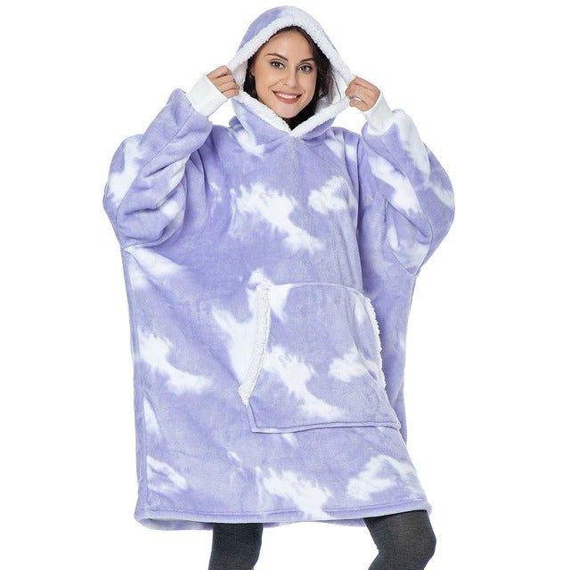 Oversized Hoodie Fleece Blanket with Sleeves | One Size