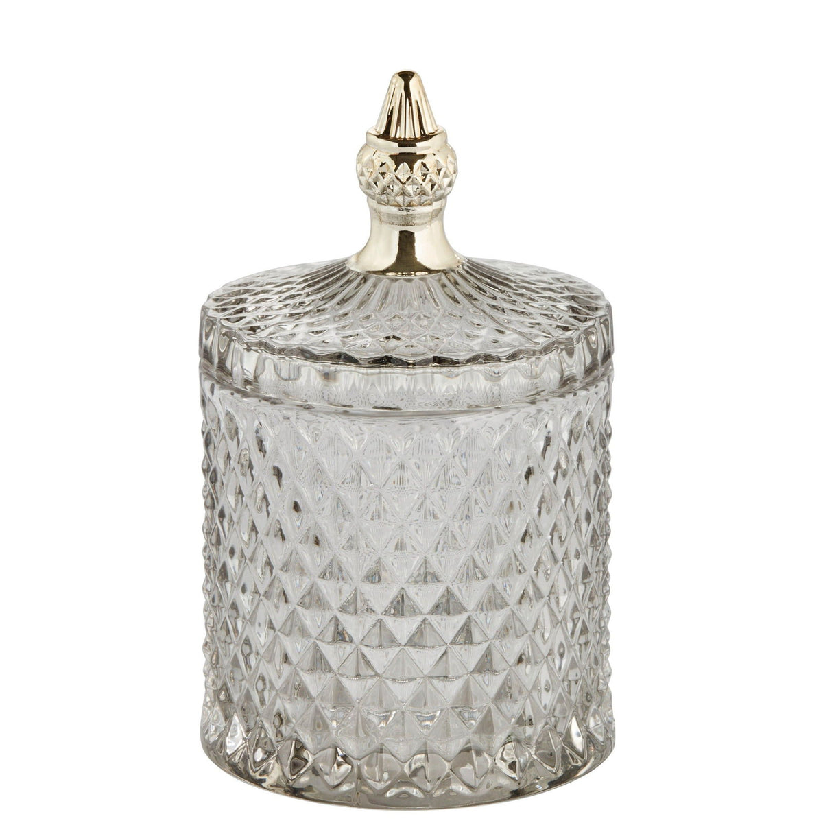 Pale Grey Pressed Glass Jar Large