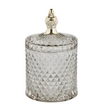 Pale Grey Pressed Glass Jar Large