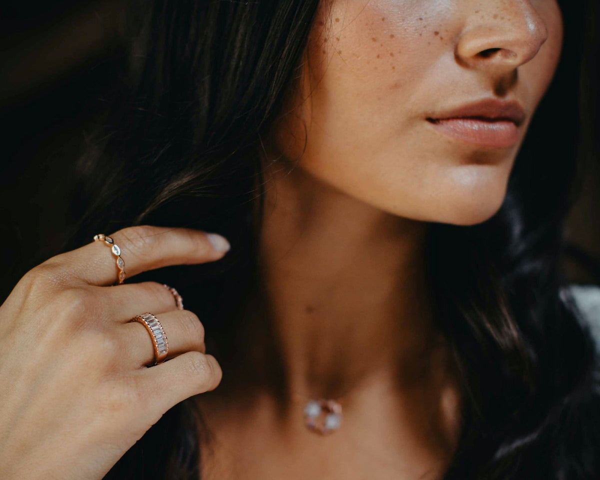 Pave-set ring with Large Oval clear zircon stones