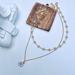 Personalised Initial White Sun Flower Charm Two Layer Pendant Choker Necklace Black