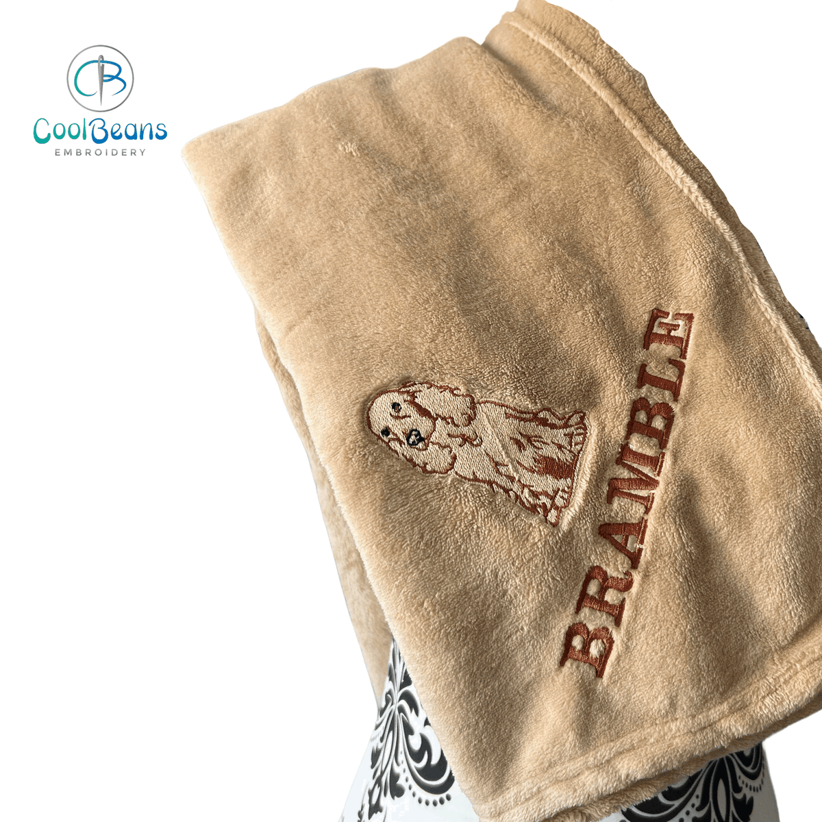 Pet Fleece Blanket - Cocker Spaniel - Personalised Camel