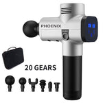 Phoenix Hand Massage Gun Silver - 6 Accessories W LCD UK