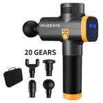 Phoenix Hand Massage Gun Black - Yellow 4 accessories W LCD UK