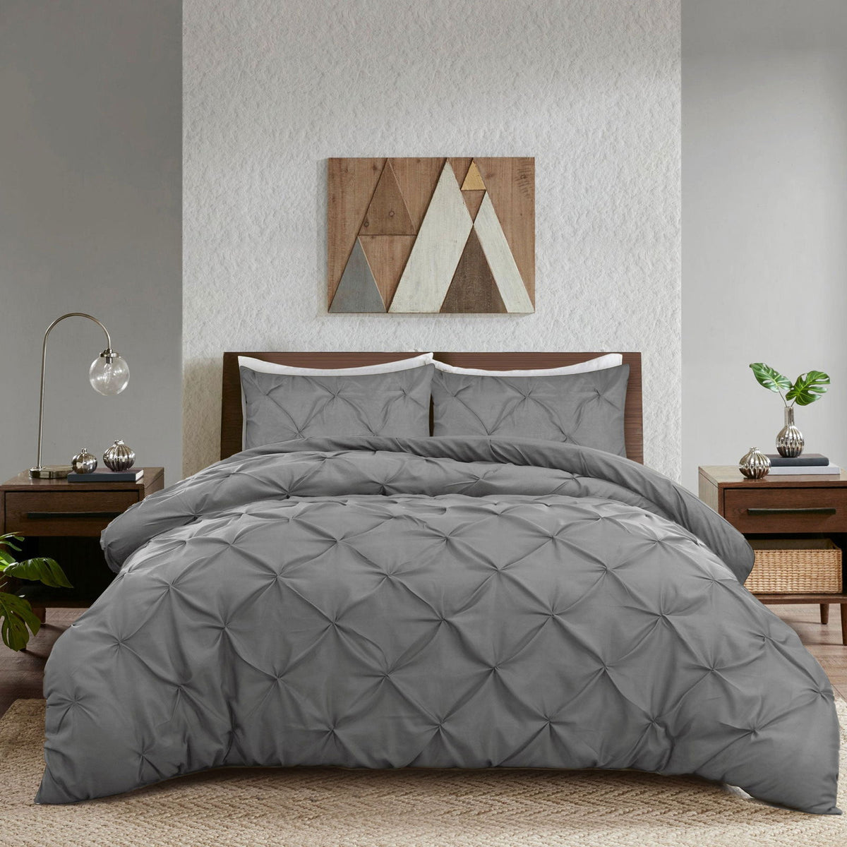 Pintuck Duvet Cover Set Grey