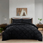 Pintuck Duvet Cover Set Black