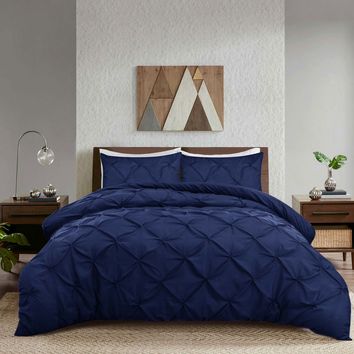 Pintuck Duvet Cover Set Navy