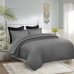 Piping Duvet Cover Set Grey Single