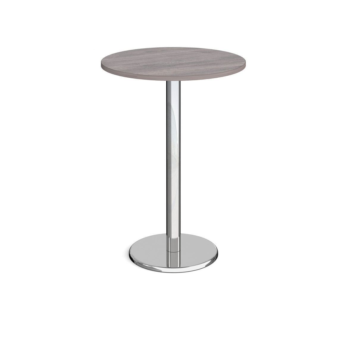 Pisa circular poseur table with round base grey oak