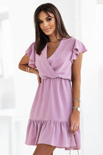 Pretty Mini V Neckline Short Sleeve Day Dress | 4 Colours | IVON