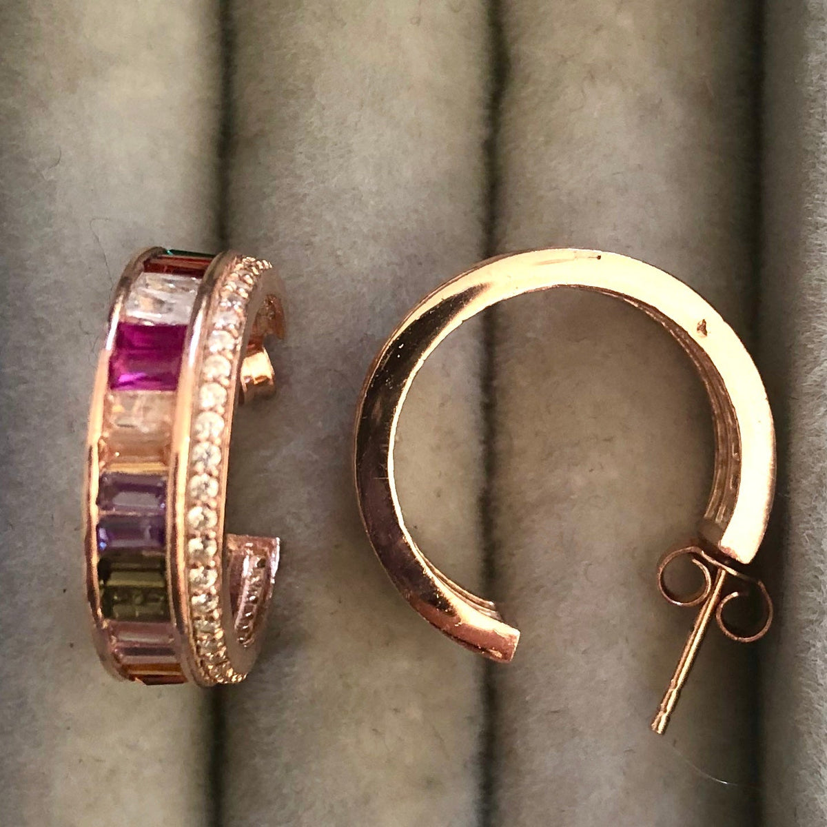 Rainbow Coloured Zircon Rose Gold Earrings