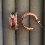 Rainbow Coloured Zircon Rose Gold Earrings