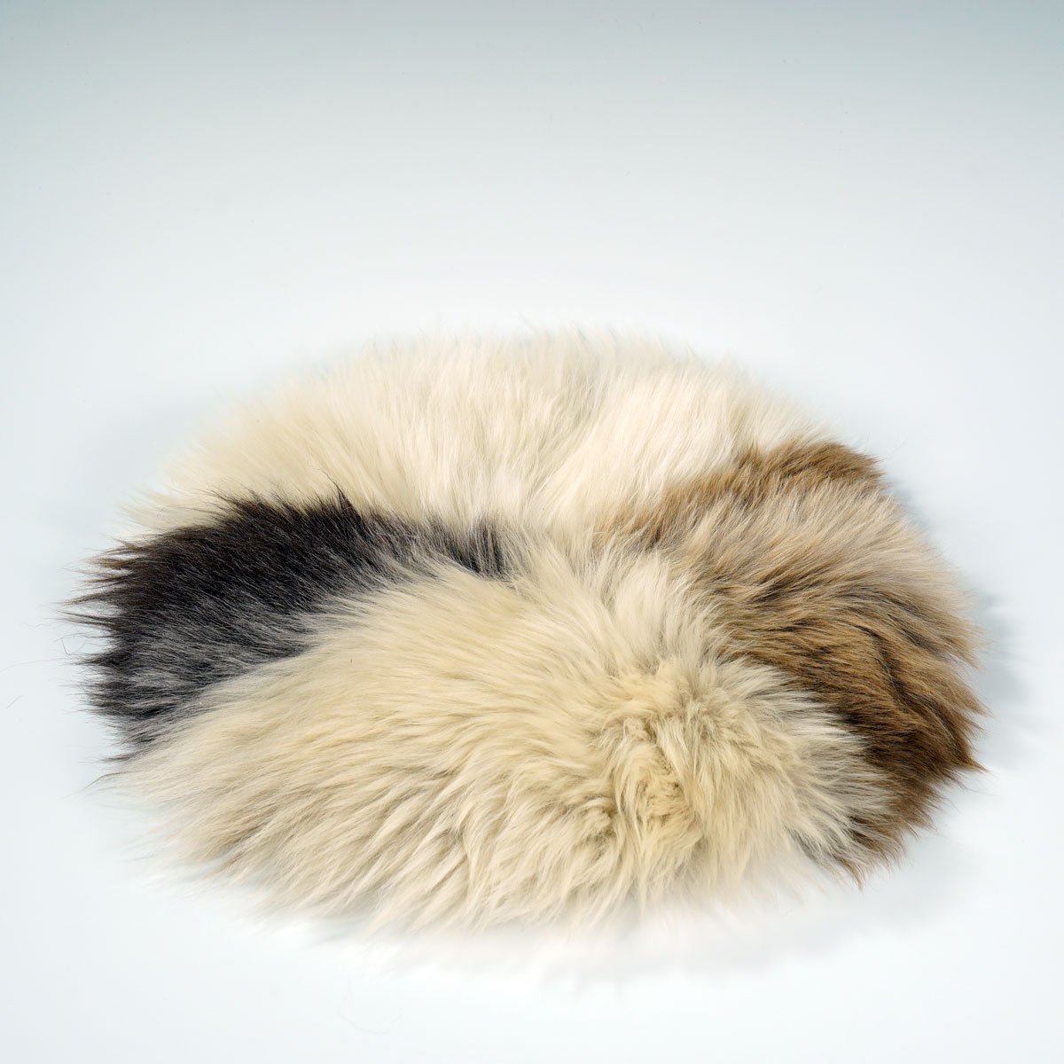 Rare Breed British Sheepskin Roundie Brindle Mix Natural ::: Seat Cover 35cm