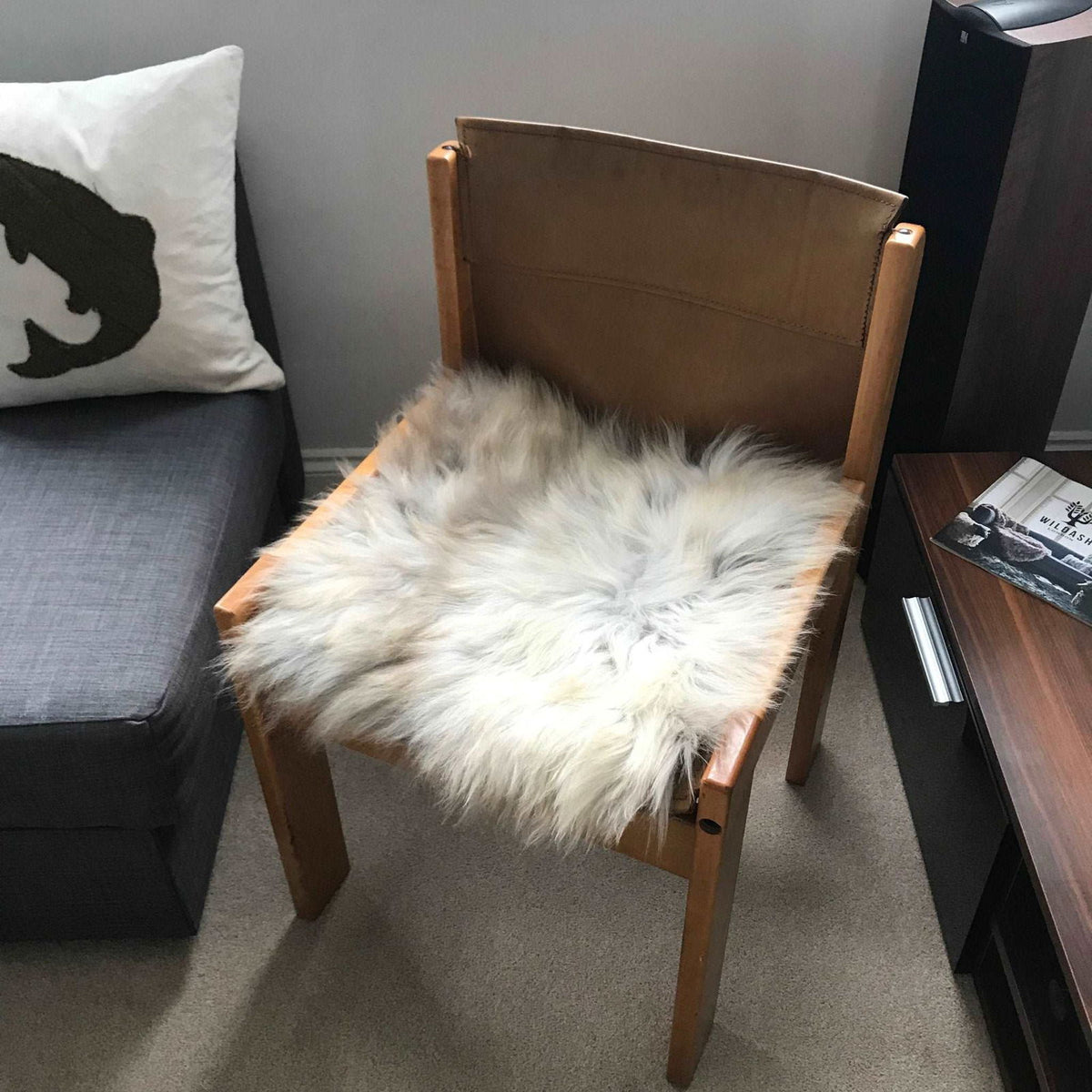 Rare Breed British Sheepskin Seat Cover Natural Melange ::: Square 37cm