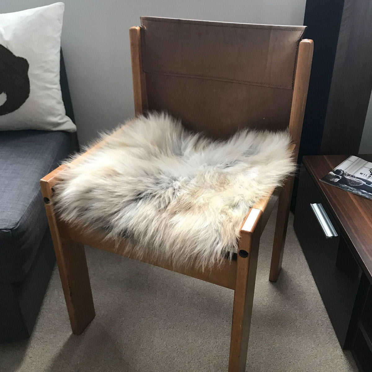 Rare Breed British Sheepskin Seat Cover Natural Melange ::: Square 37cm