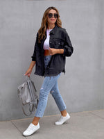 Raw Edge Ripped Denim Casual Jacket