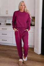 Red Long Sleeve Pullover and Jogger Pants Loungewear Set