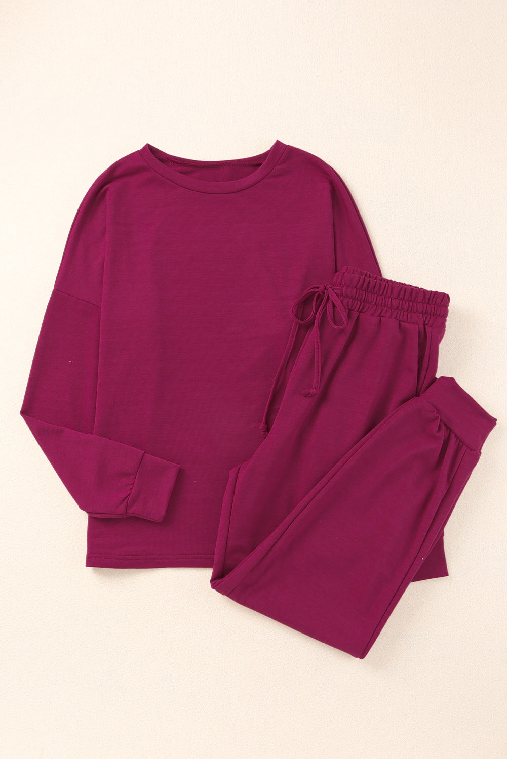 Red Long Sleeve Pullover and Jogger Pants Loungewear Set
