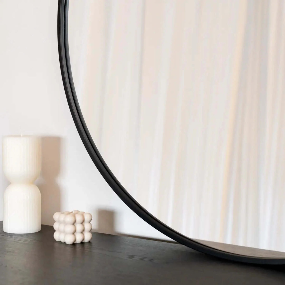 Rei - Large Round Black Metal Circle Mirror - 90cm x 90cm