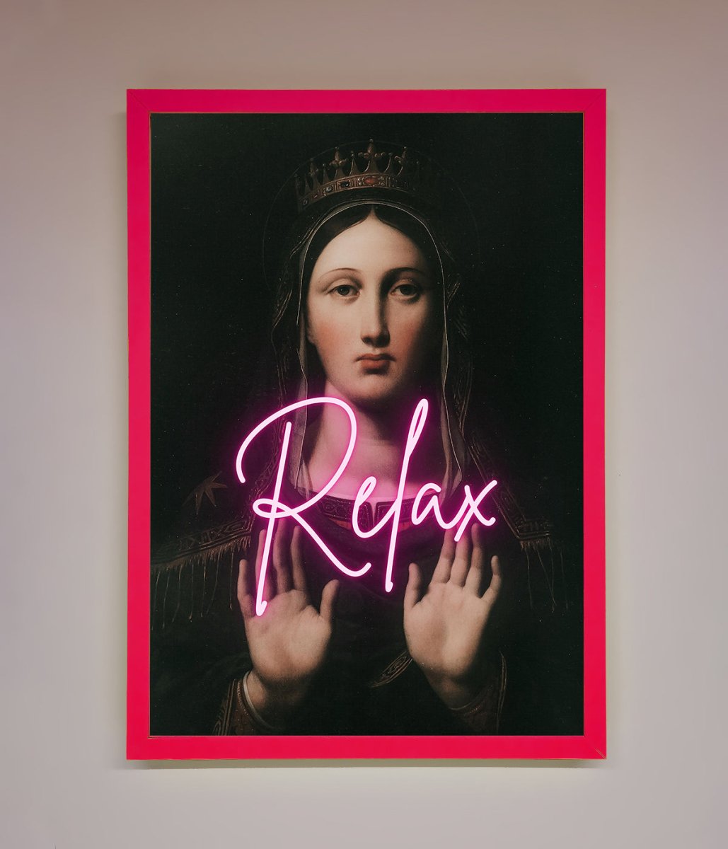 Relax Mate Framed Wall Art Neon Pink