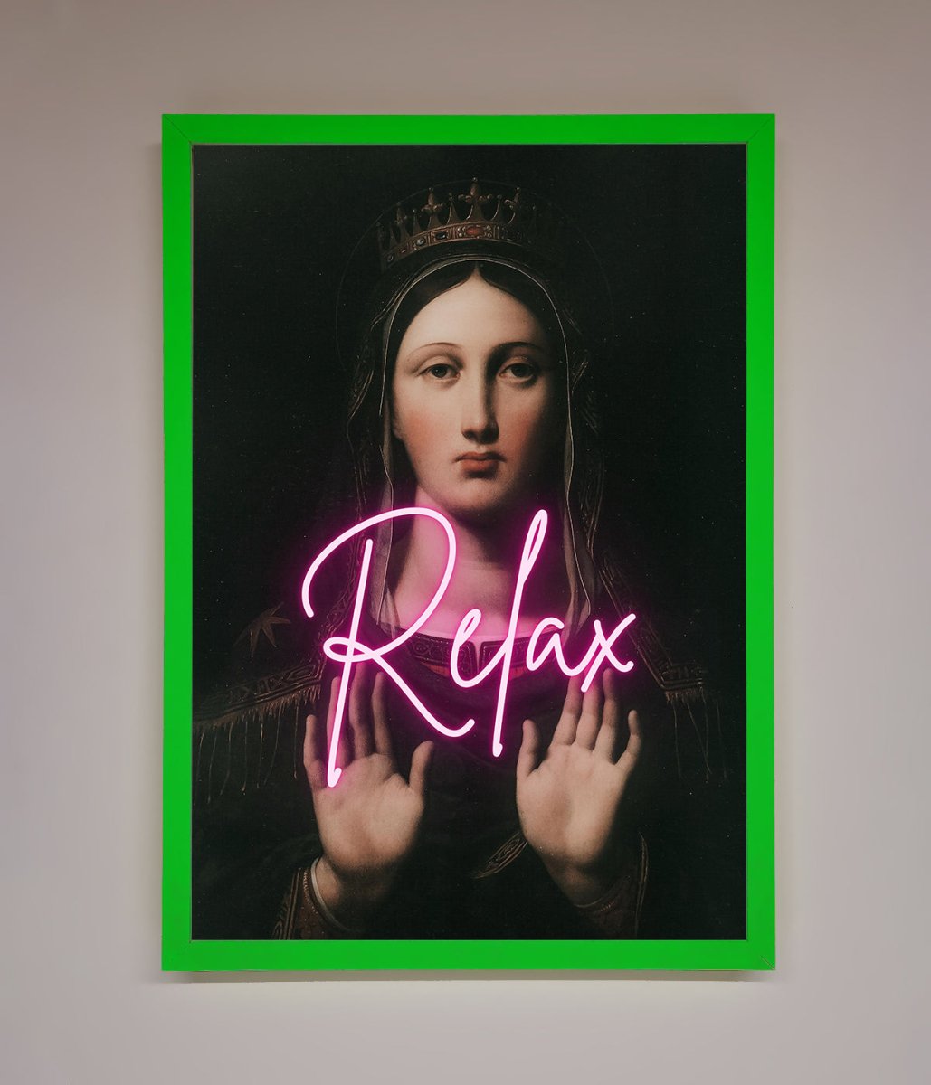 Relax Mate Framed Wall Art Neon Dark Green