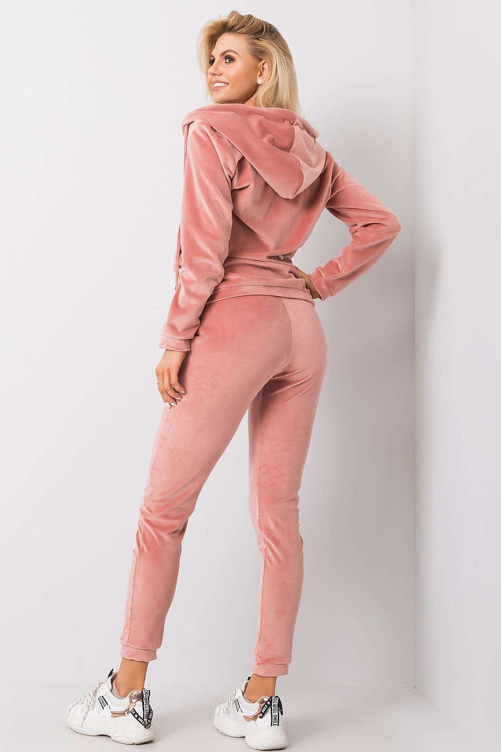 Relevance Velour Loungewear Set with Zip-Up Sweatshirt and Tie-Waist Pants