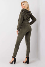 Relevance Velour Loungewear Set with Zip-Up Sweatshirt and Tie-Waist Pants