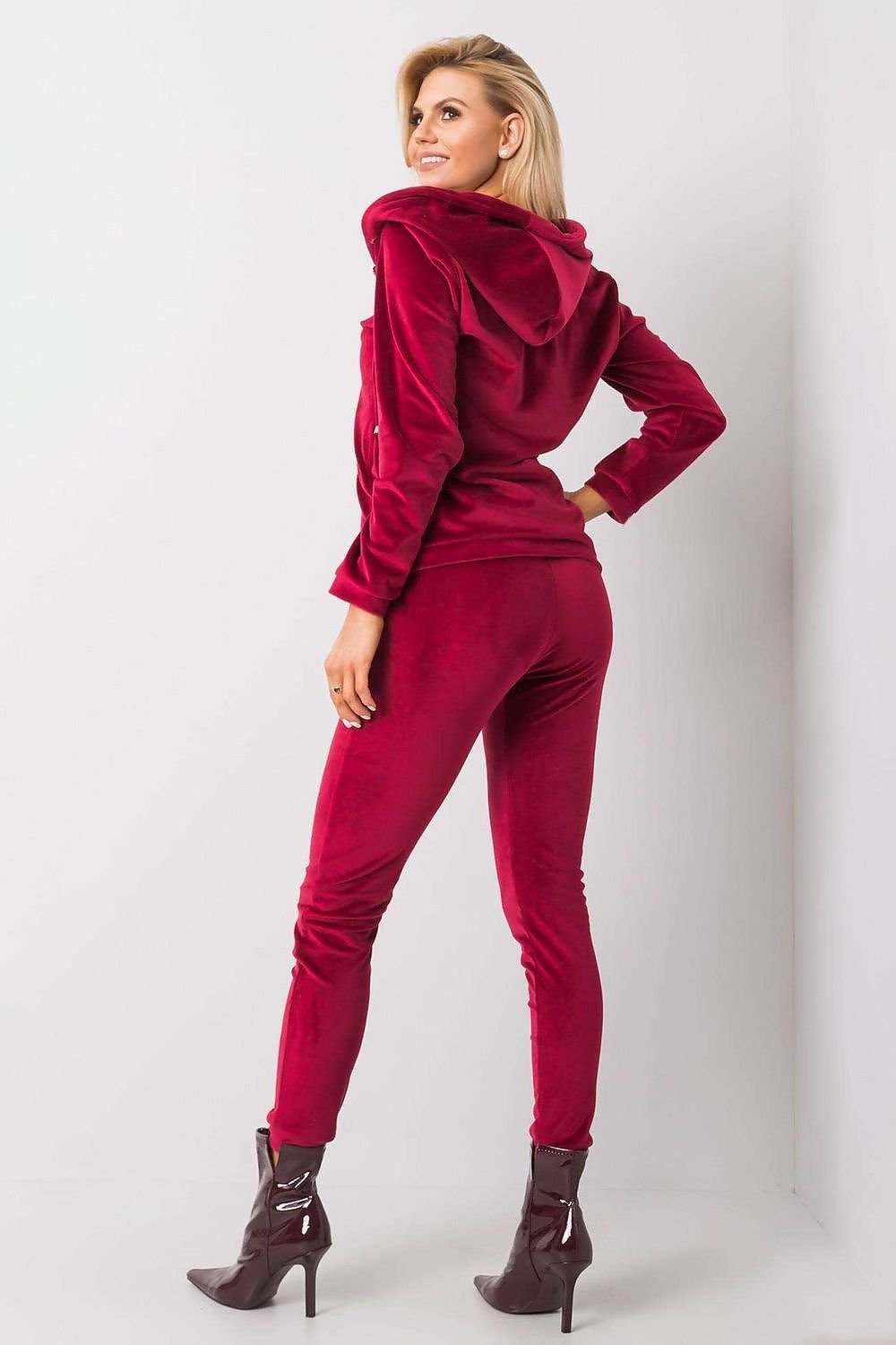Relevance Velour Loungewear Set with Zip-Up Sweatshirt and Tie-Waist Pants