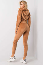 Relevance Velour Loungewear Set with Zip-Up Sweatshirt and Tie-Waist Pants