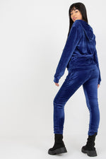 Relevance Velour Loungewear Set with Zip-Up Sweatshirt and Tie-Waist Pants