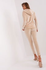 Relevance Velour Loungewear Set with Zip-Up Sweatshirt and Tie-Waist Pants
